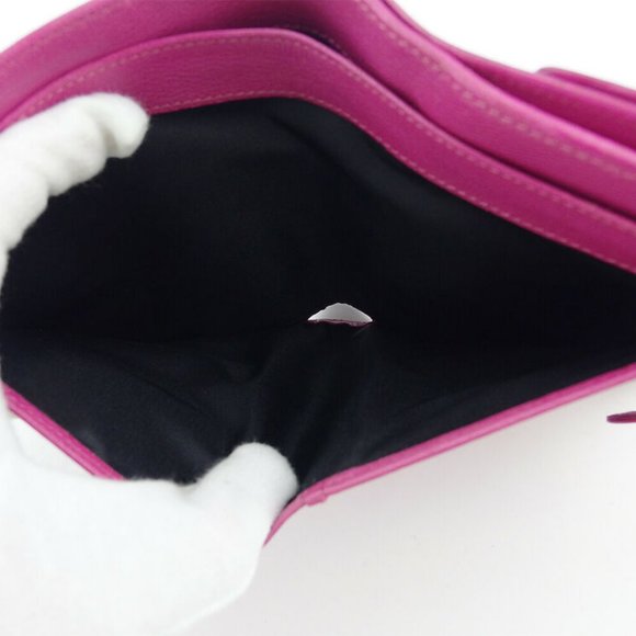 LOEWE W hook purse anagram button pink leather Authentic used - Picture 7 of 9